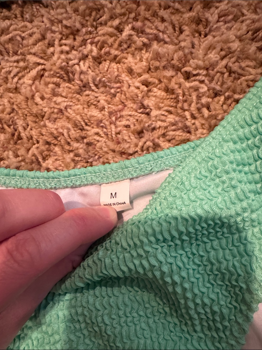 One-Shoulder Textured Green Bikini Set - Picture 3 of 6